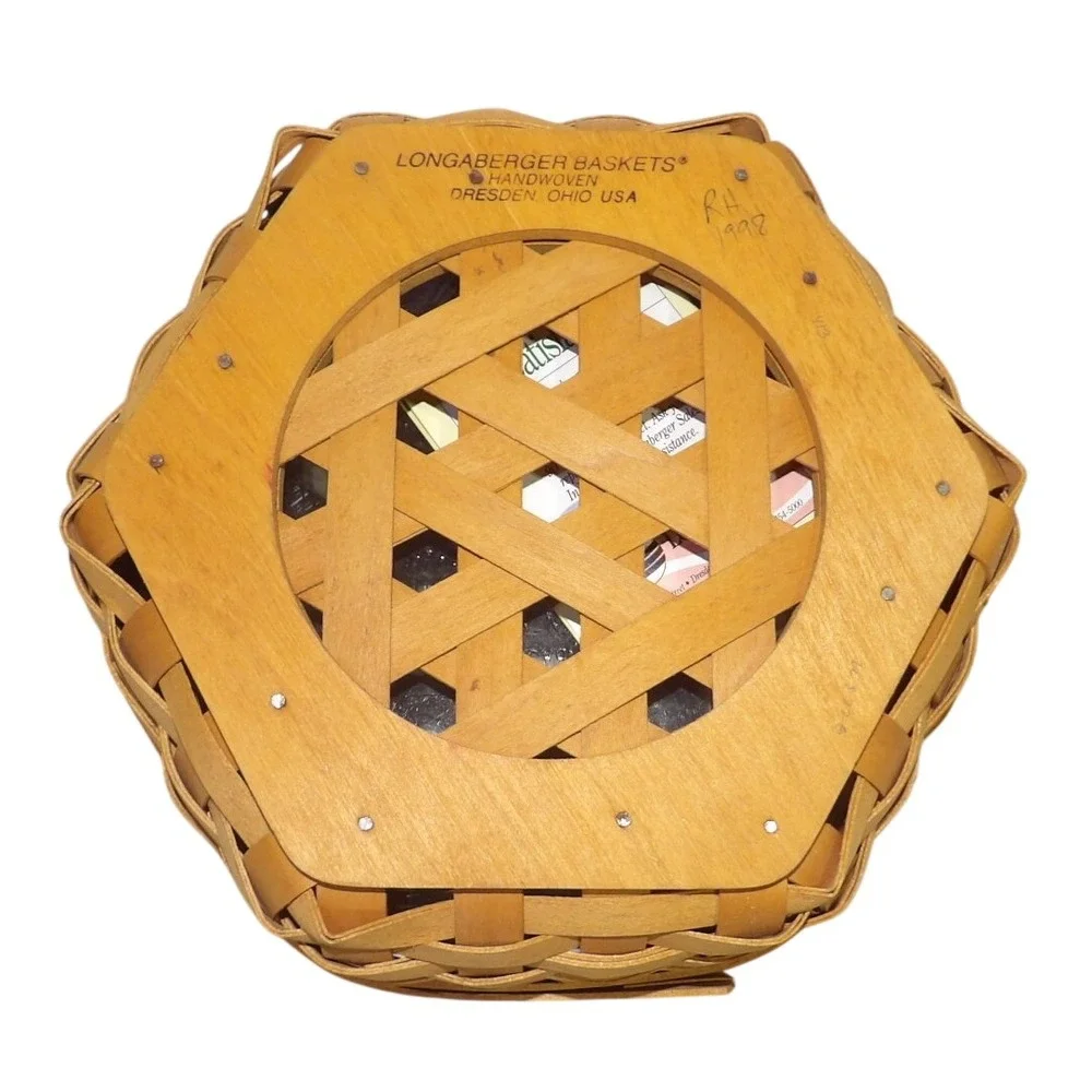 Longaberger 10 Generations Basket 1998 Hexagon Handwoven Wood with Liner USA